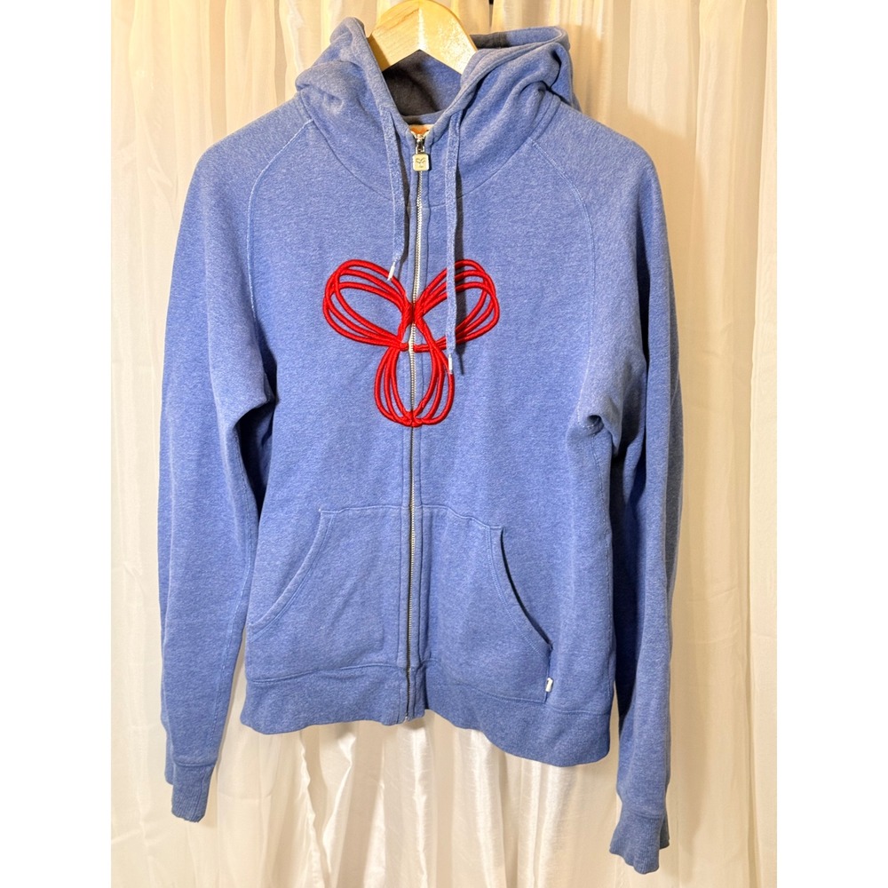 TNA Sportswear Full Zip Hoodie Womens Large Blue Red Embroidered Logo y2k